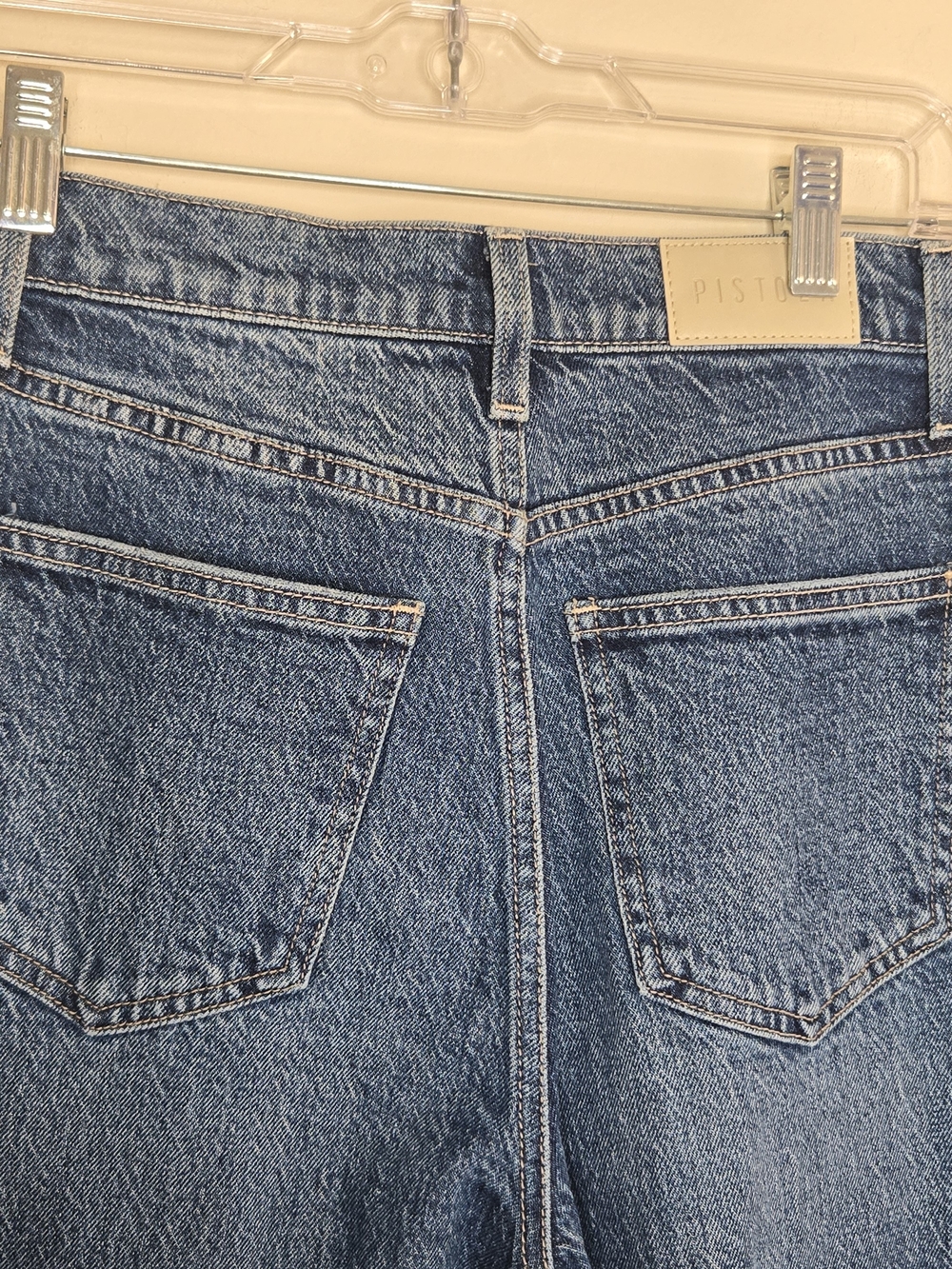 PISTOLA Penny Petite High Rise Wide Leg Jeans Size 25P Crop Raw Hem Medium Wash - Picture 8 of 9